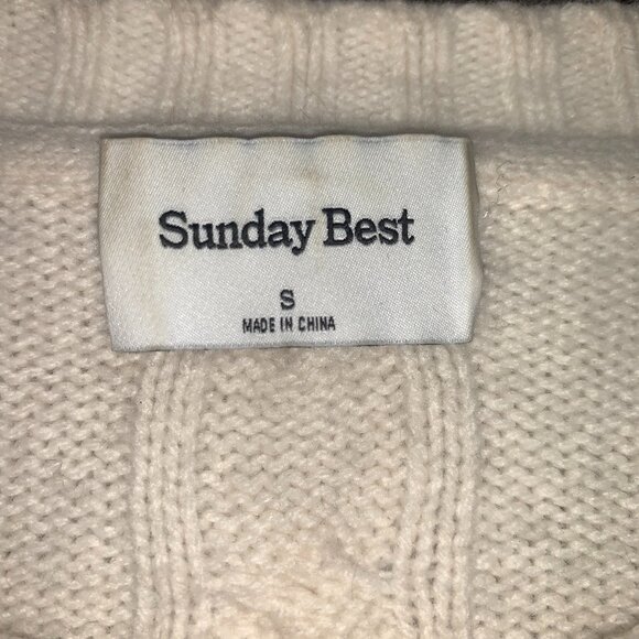 Sunday Best Peggy Cropped Sweater in White Rabbit, Size S - Picture 2 of 2